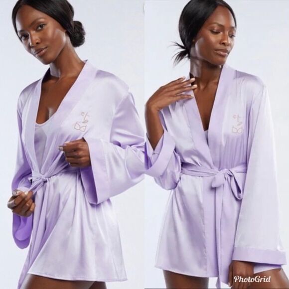 CLF Limited Edition Savage X Fenty Lilac Lavender Purple Satin Robe (No Belt) - Picture 1 of 8